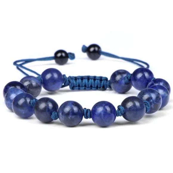 Blue Lapis Bracelet,Blue Stone Bracelet,Knotted Drawstring Bracelet - Picture 1 of 1